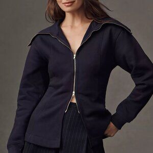 Anthropologie Maeve Long-Sleeve Zip-Front Top L NWT